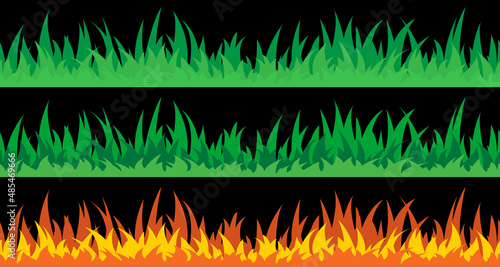Vector illustration the set of seamless the grass.