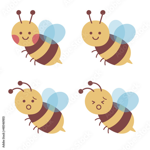 春　手描き　ハチ　蜂　蜜蜂　みつばち　イラスト　挿絵　かわいい　虫　生き物　生物　昆虫　笑顔　自然 photo