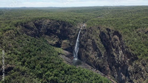 Notable Wallaman Falls At Girringun National Park On A Sunny Summer Day In Queensland, Australia. - aerial photo