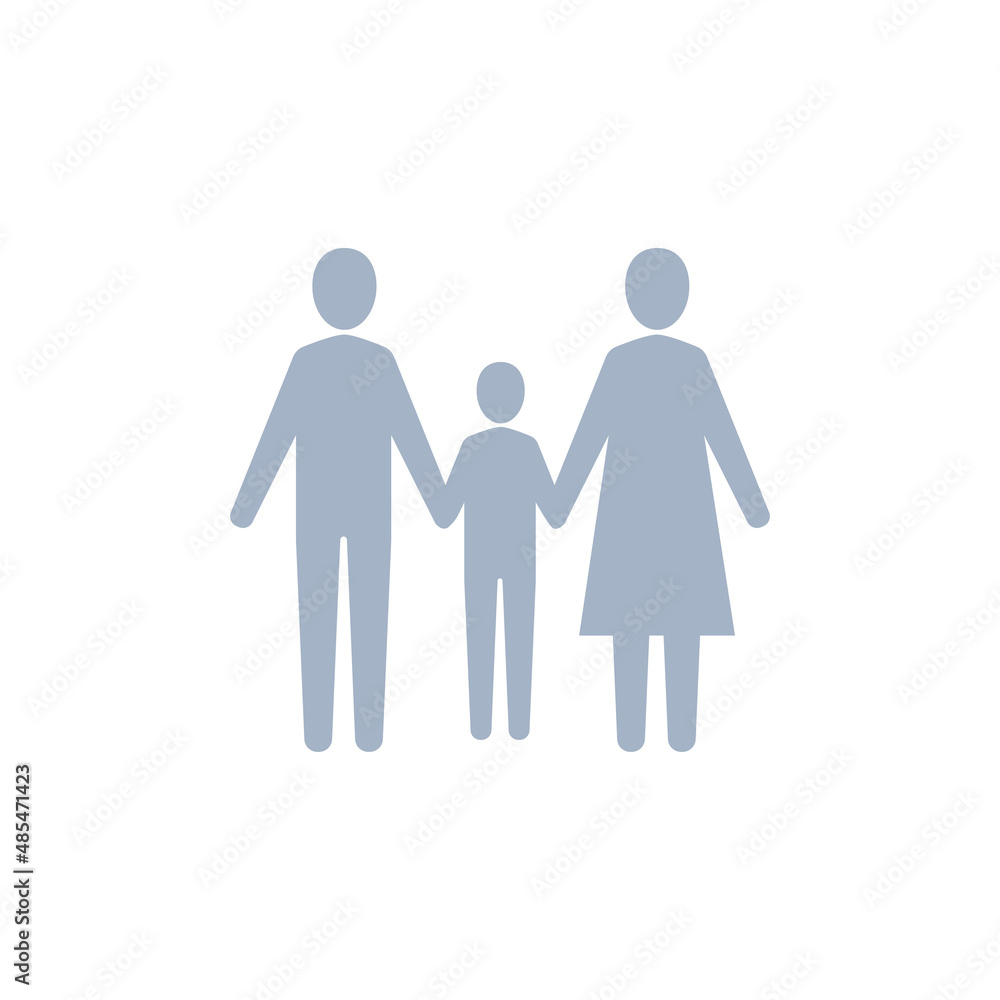 Family icon, Parents and children icon, Vector silhouette illustration