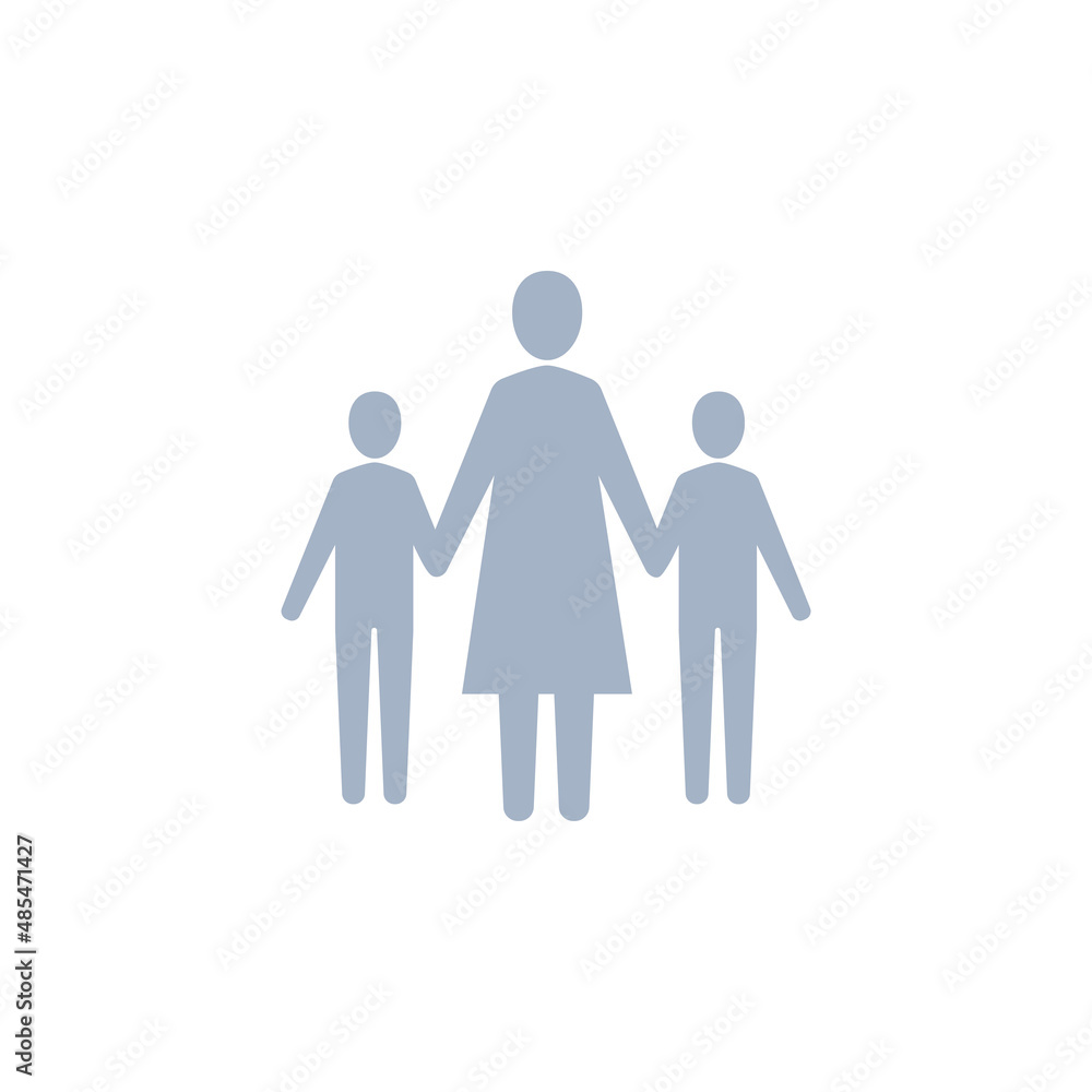 Family icon, Mother and children icon, Vector silhouette illustration Family icon, Mother and children icon, Vector silhouette illustration