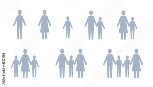 Family icon set  Parents and children icon  Vector silhouette illustration