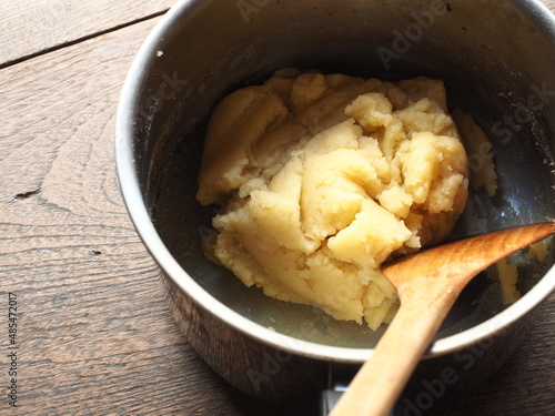 choux paste dough in pot photo