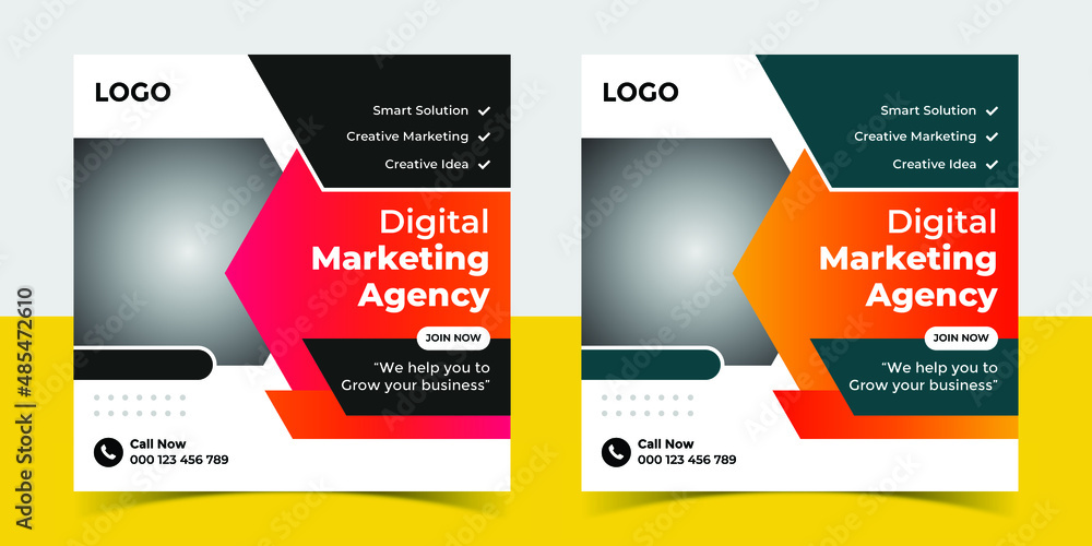 Digital marketing agency business promotion and Instagram post template,Social Media Post and Banner and web banner design template