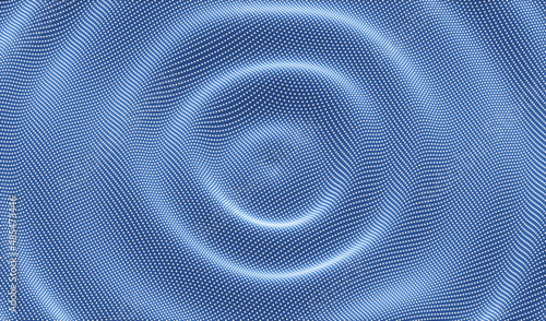3D wavy background with ripple effect. Vector illustration with particle. 3D grid surface.