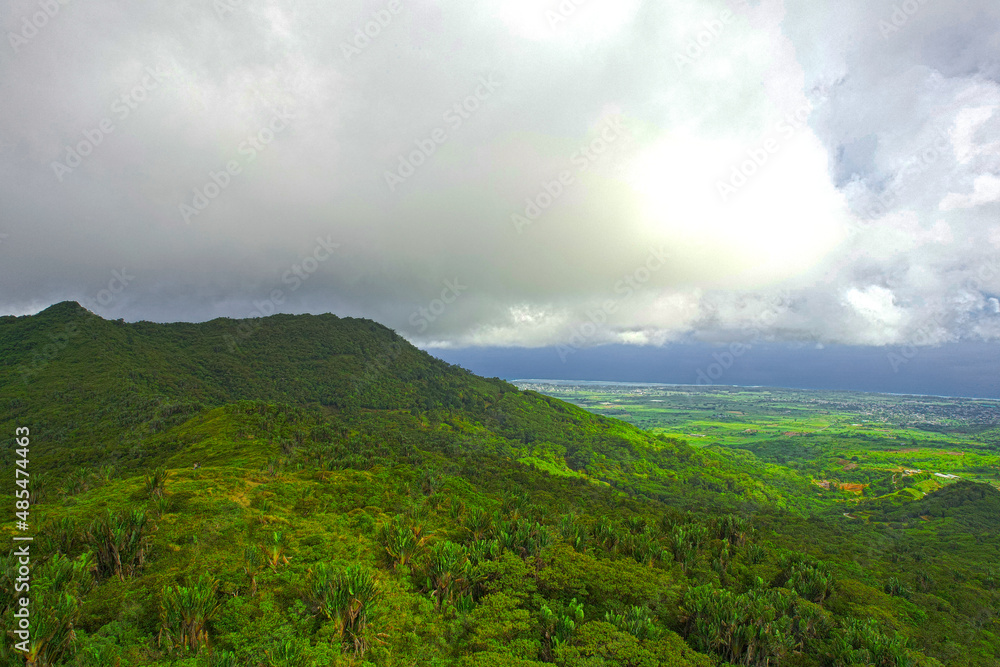 Aerial view of Piton Savanne and the south coast of Mauritius island Aerial view of Piton Savanne and the south coast of Mauritius island