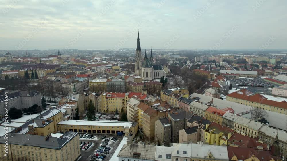 Olomouc Cathedral is a prominent feature in the town cityscape