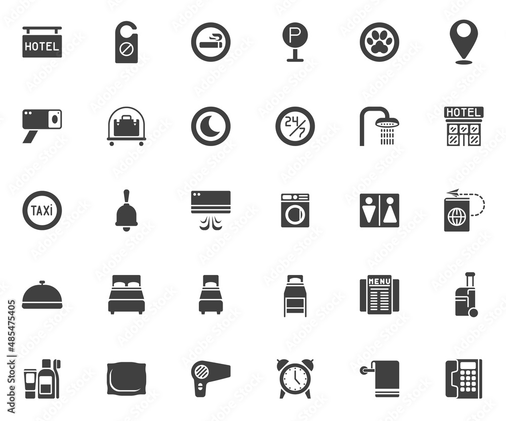 Hotel and travel service vector icons set Hotel and travel service vector icons set