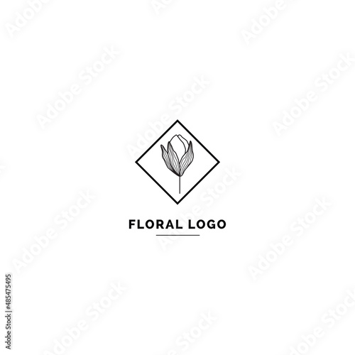 Simple and clean floral logo template. Minimal style logo for business and branding identity.