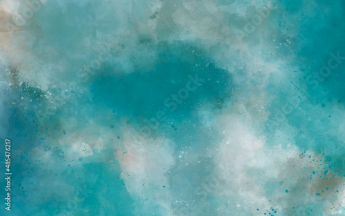Abstract blue ocean watercolor for background. Creative abstract painted background, wallpaper, texture. Artistic banner and monochromatic painting. Texture and grunge graphic design.