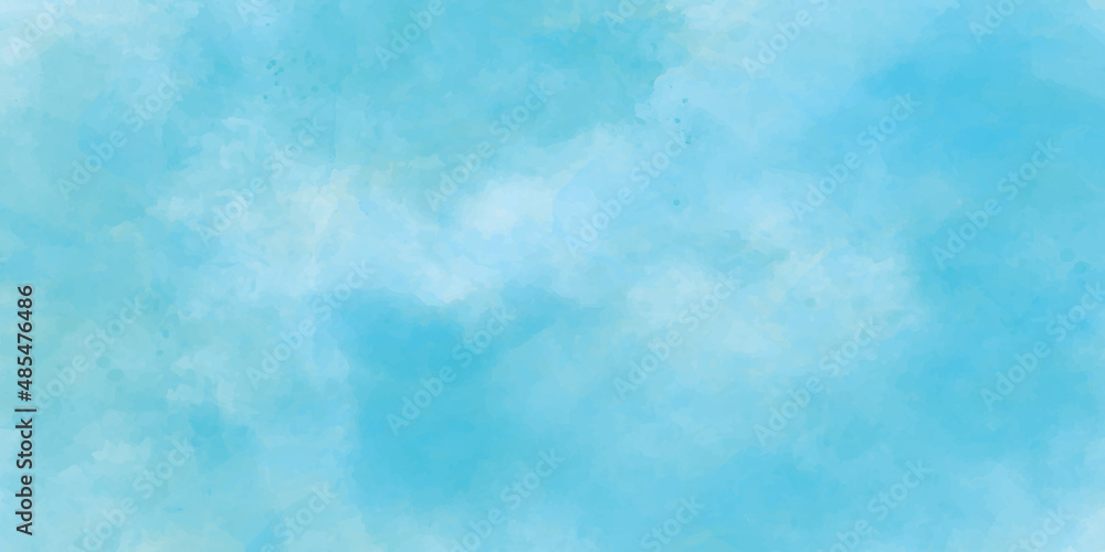 Abstract blue watercolor background for your design, watercolor background. Sky blue watercolor background. Aquarelle paint paper textured canvas element for text design, greeting card, template. 