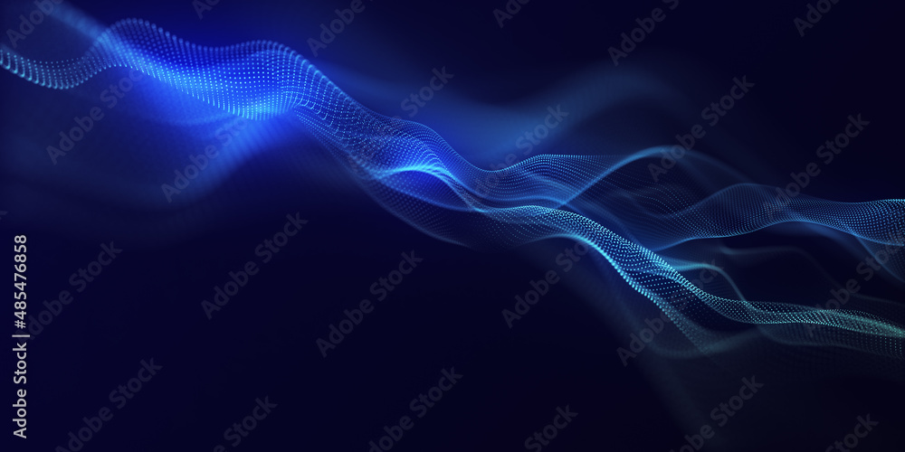 technology background with blue light digital effect corporate concept. Abstract background with interweaving of dots . 3D rendering.
