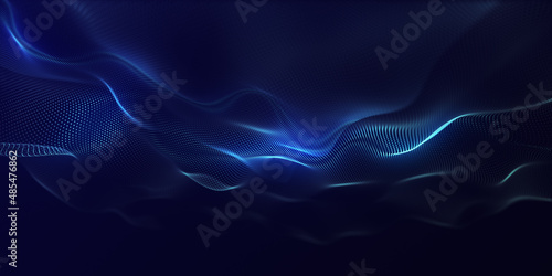 Futuristic coding or Artificial Intelligence concept. science fiction background of glowing particles with depth of field and bokeh. artificial intelligence. abstract technology background, landing