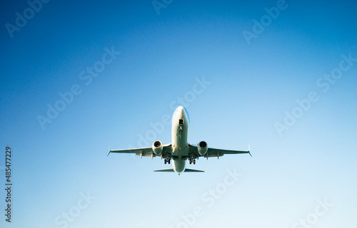 passenger plane taking off composition