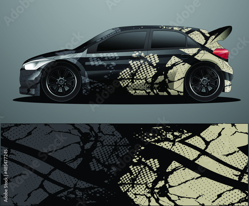 Rally car decal graphic wrap vector, abstract background