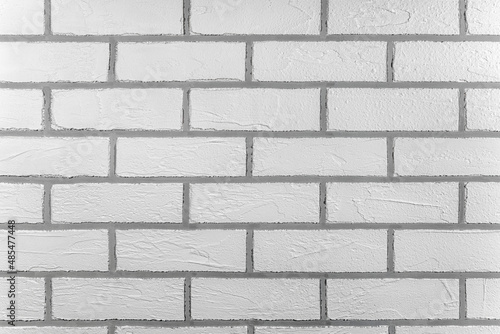 White color brick wall for brickwork background and texture