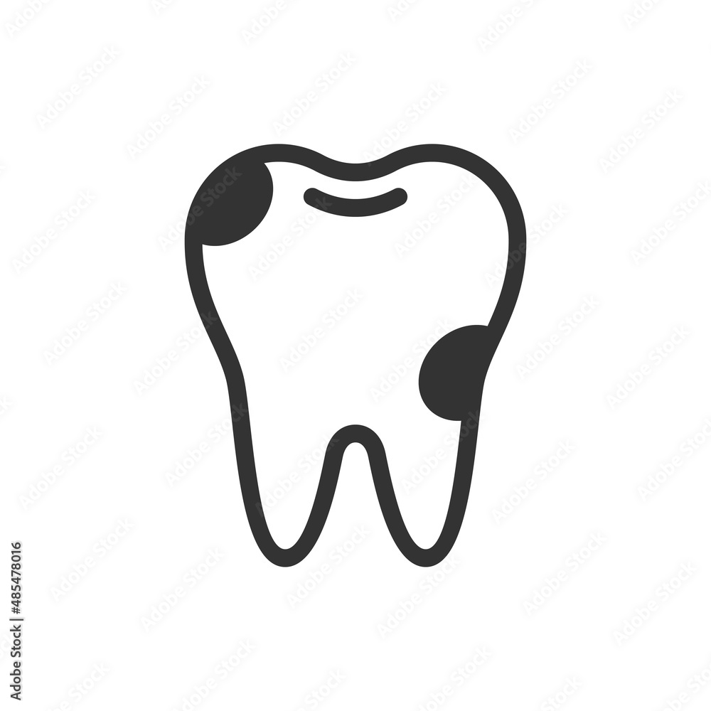 Ill caries tooth, cute vector icon illustration Ill caries tooth, cute vector icon illustration