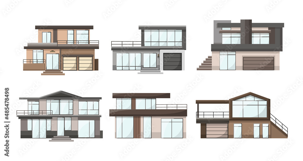 Modern houses, modern style of architecture of buildings