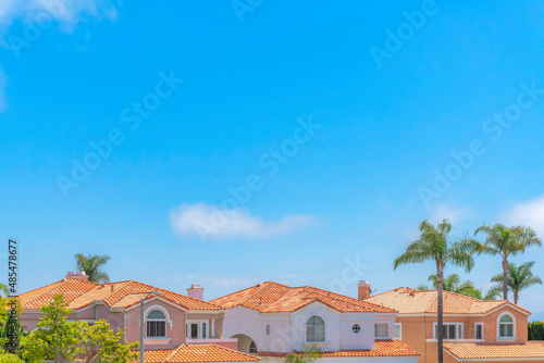 Clay tiles roofing of the houses at Laguna Niguel in Southern California