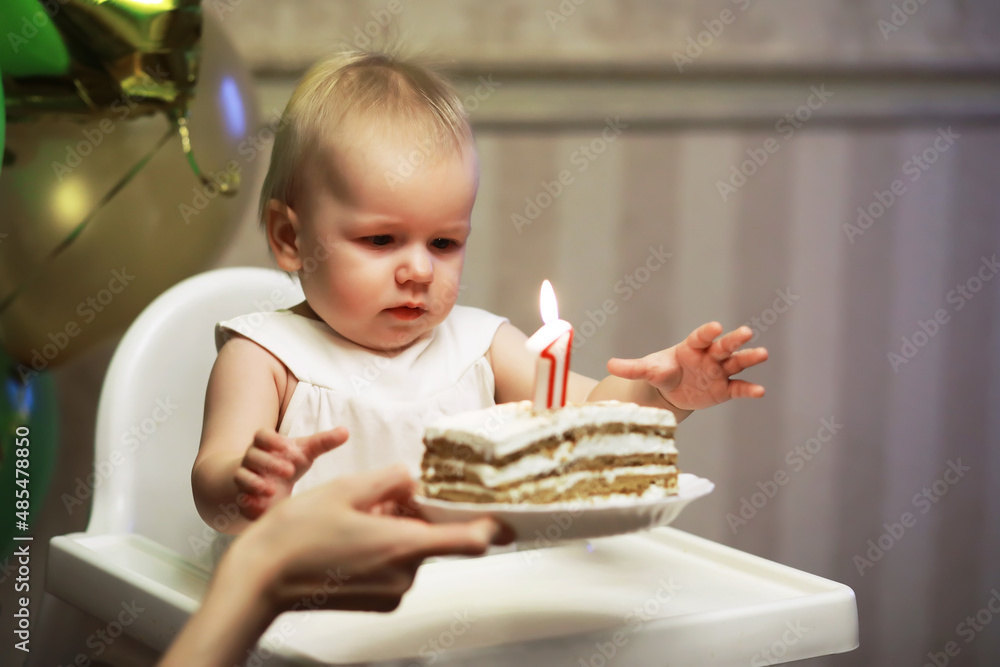 Birthday one year old girl with baloons Birthday one year old girl with baloons