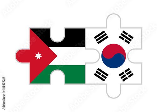 puzzle pieces of jordan and south korea flags. vector illustration isolated on white background