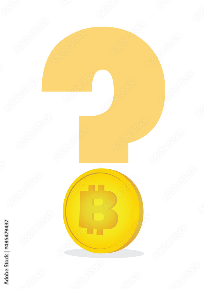 Question mark with Bitcoin symbol.
