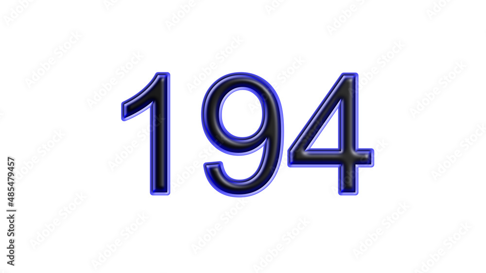 blue 194 number 3d effect white background blue 194 number 3d effect white background