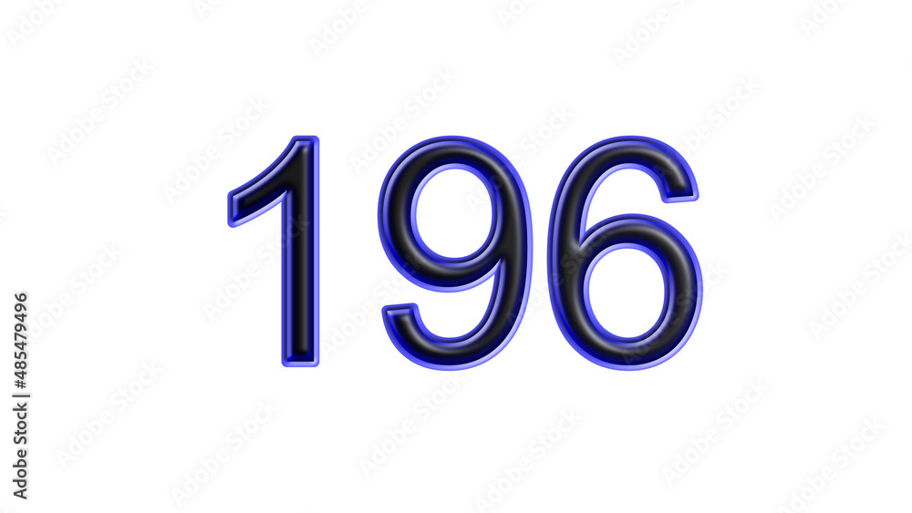blue 196 number 3d effect white background blue 196 number 3d effect white background