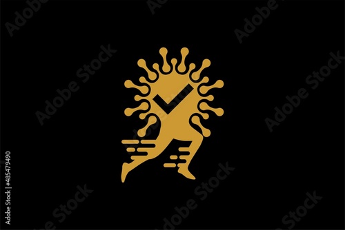 Covid rapid test delivery logo design vector. Heath care illustration design. 
