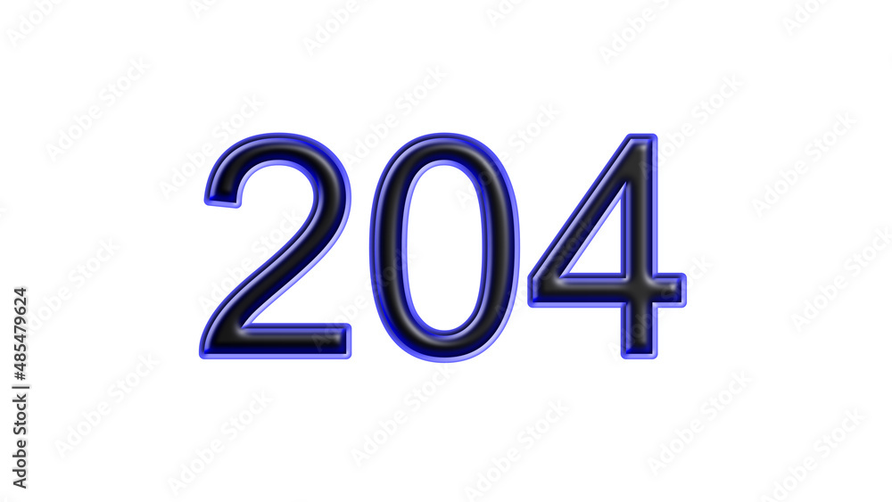 blue 204 number 3d effect white background blue 204 number 3d effect white background