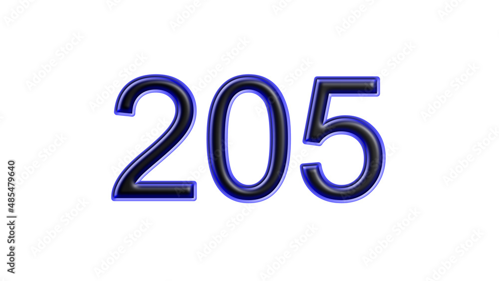 blue 205 number 3d effect white background blue 205 number 3d effect white background