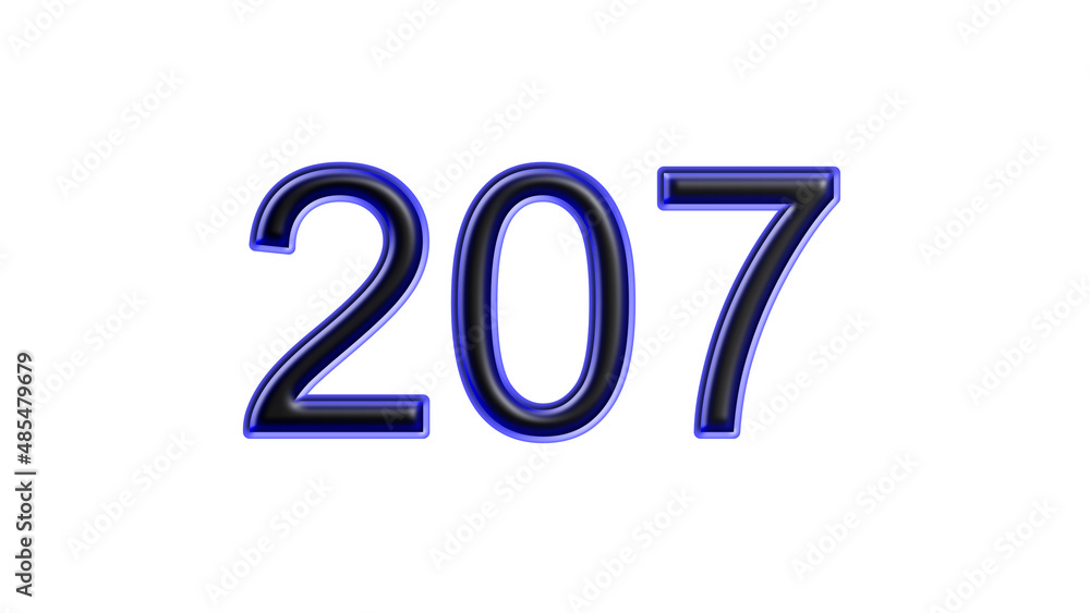 blue 207 number 3d effect white background blue 207 number 3d effect white background