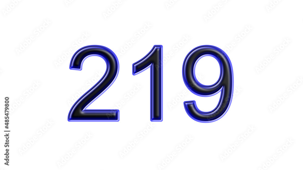 blue 219 number 3d effect white background blue 219 number 3d effect white background