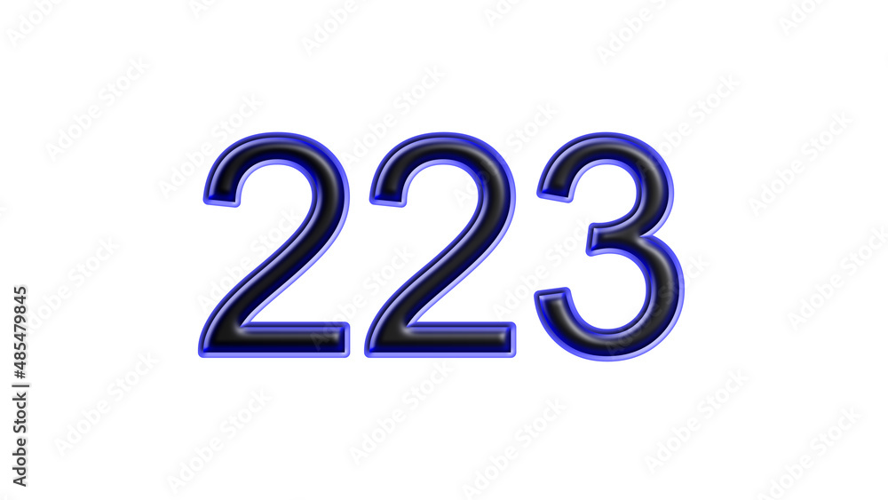 blue 223 number 3d effect white background blue 223 number 3d effect white background