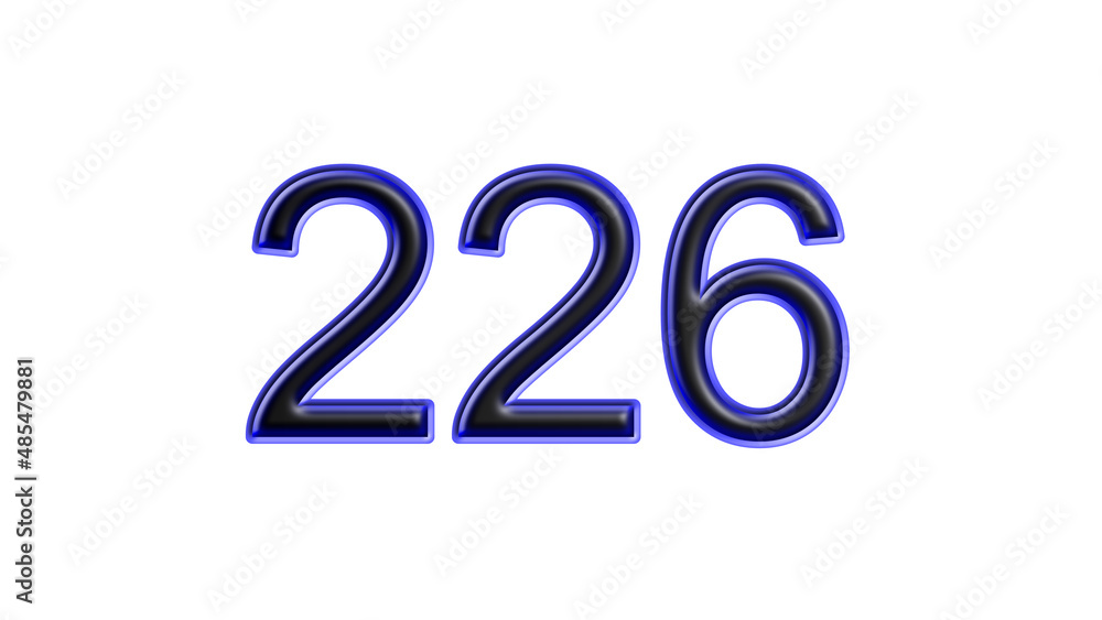 blue 226 number 3d effect white background blue 226 number 3d effect white background