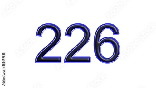 blue 226 number 3d effect white background
