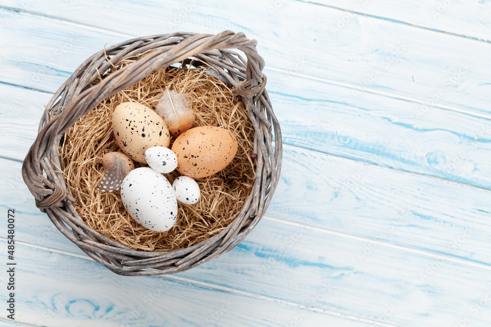 Obraz premium Easter greeting card with easter eggs