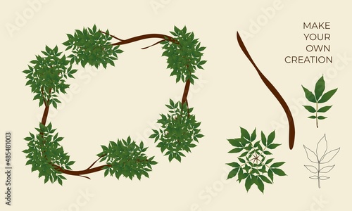 customable wreath leaves illustration