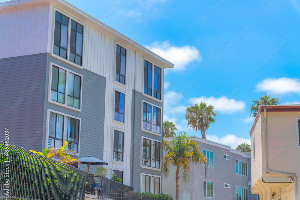 Neighborhood apartment buildings in La Jolla, San Diego, California