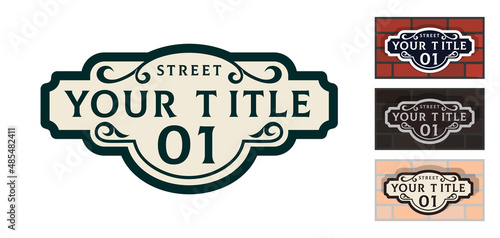 Addressable figured plate with a street number for residential and non-residential premises, houses, shops, cafes. Different colors pattern, isolated vector illustration