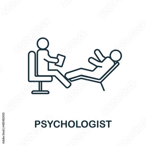 Psychologist icon. Line element from psychotherapy collection. Linear Psychologist icon sign for web design, infographics and more.