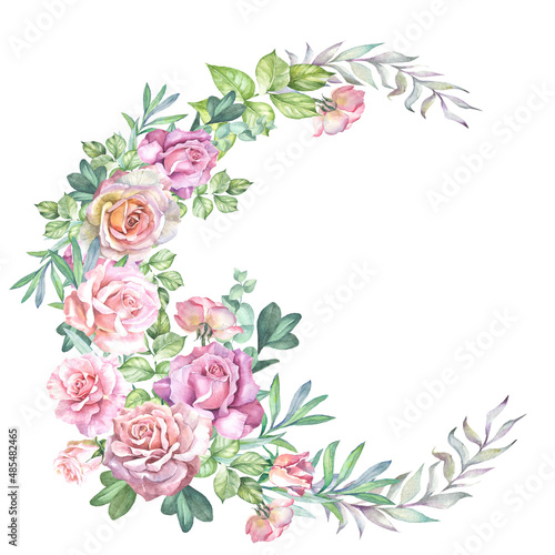wreath of watercolor roses