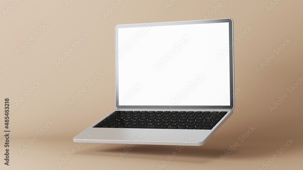 Laptop on an empty background.. Mockup. 3D rendering. Laptop on an empty background.. Mockup. 3D rendering.