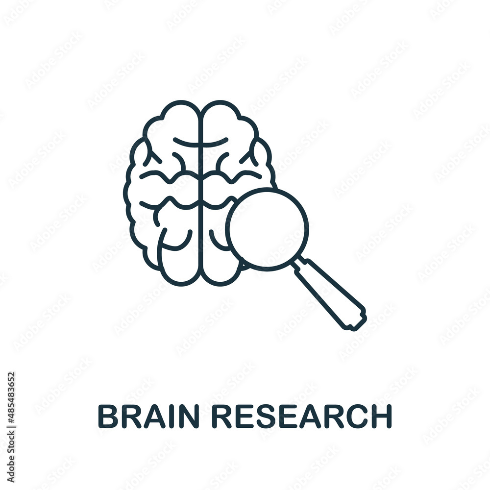 Brain Research icon. Line element from psychotherapy collection. Linear Brain Research icon sign for web design, infographics and more. Brain Research icon. Line element from psychotherapy collection. Linear Brain Research icon sign for web design, infographics and more.