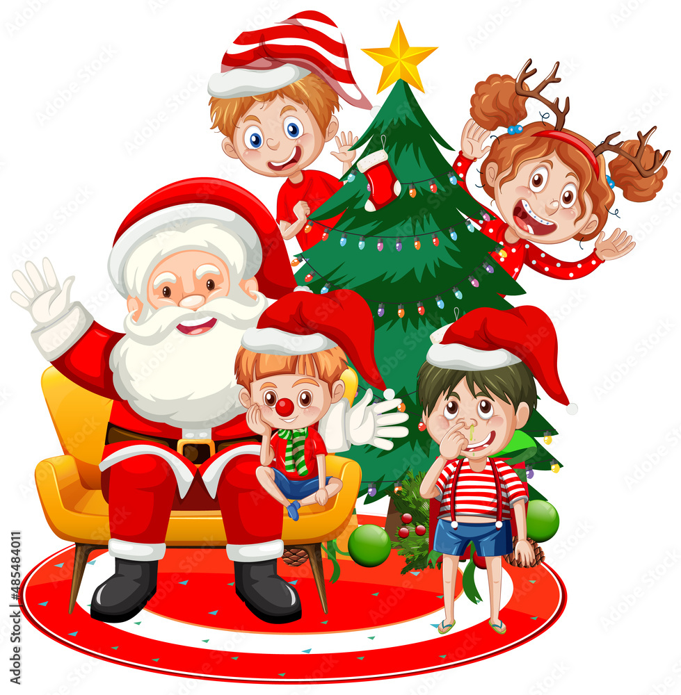 Christmas season with children and Santa Claus Christmas season with children and Santa Claus