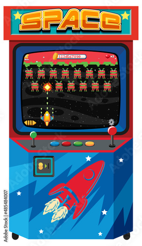 Retro arcade cabinet isolated on white background