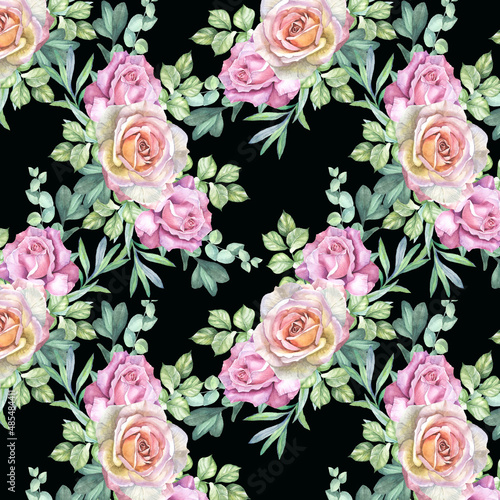  roses pattern.watercolor