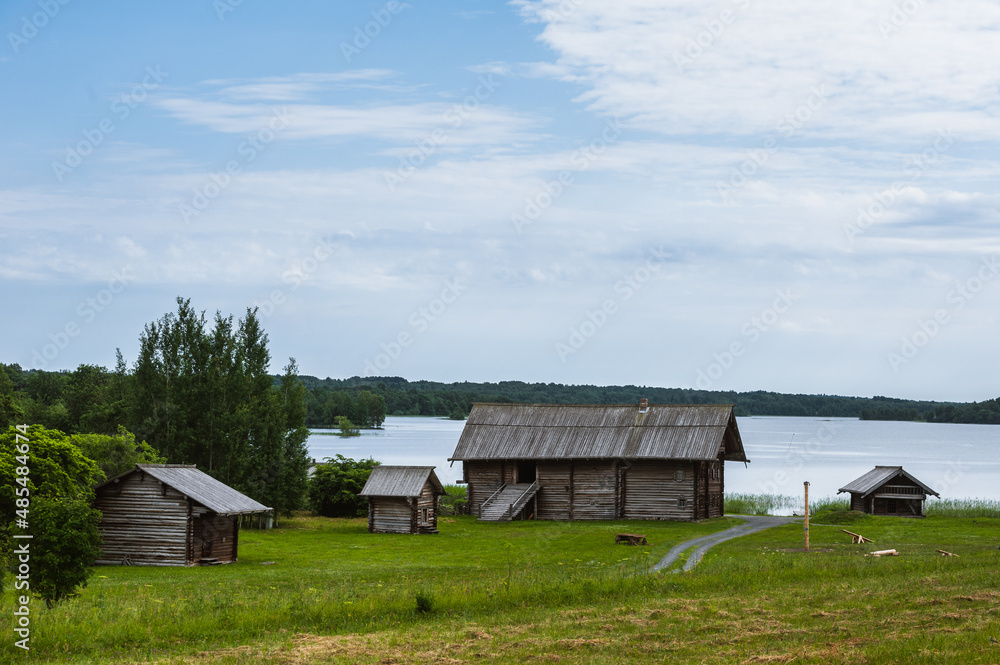 Fototapeta premium Kizhi Island, Russia. Ancient wooden religious architecture