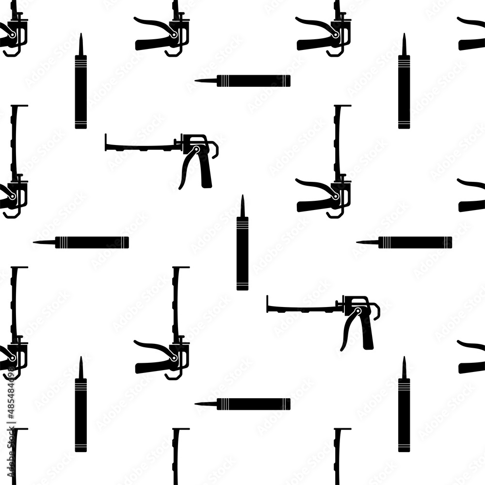 Caulking Gun Icon Seamless Pattern, Glue Gun Icon Caulking Gun Icon Seamless Pattern, Glue Gun Icon