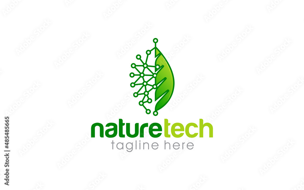 Illustration vector graphic of green nature technology logo design template Illustration vector graphic of green nature technology logo design template